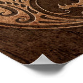 Poster Dragons Yin Yang avec effet Grain de Bois (Coin)