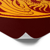 Poster Dragons Yin Yang Jaune et Rouge volant (Coin)