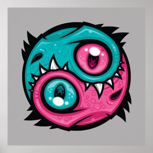 Poster Dragons Yin Yang Rose et Sarcelle (Devant)