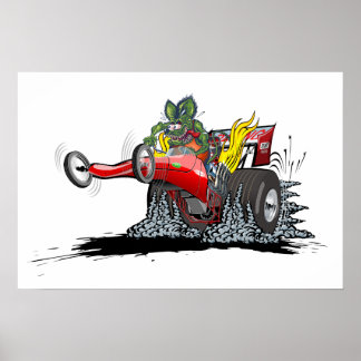 Poster Dragster de dessin animé