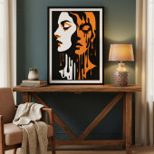 Poster Dramatique noir orange abstrait double face