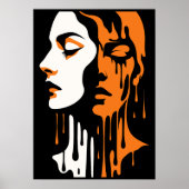 Poster Dramatique noir orange abstrait double face (Devant)
