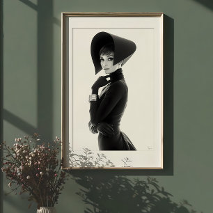 Poster Drame Sculptural : Icône de Mode Monochrome