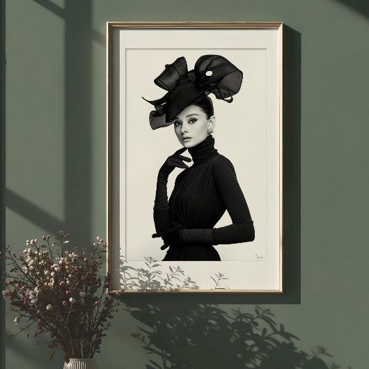 Poster Drame sculptural : Portrait avant-gardiste monochr