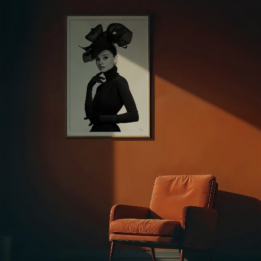 Poster Drame sculptural : Portrait avant-gardiste monochr