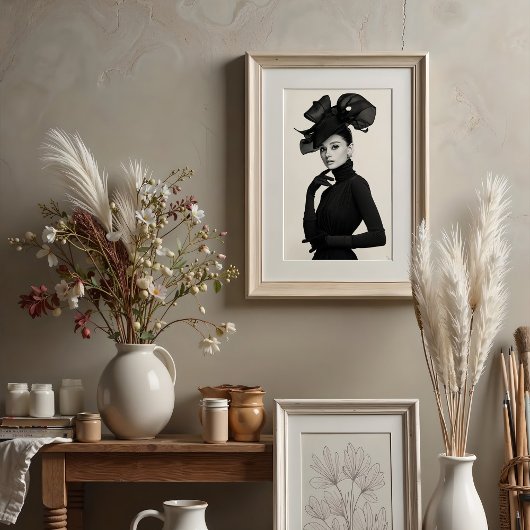 Poster Drame sculptural : Portrait avant-gardiste monochr