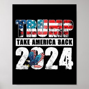 Poster Drapeau 2024 Reprendre l'Amérique 4 juillet Trump 