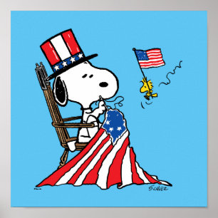 Poster Drapeau 4 juillet à coudre Snoopy