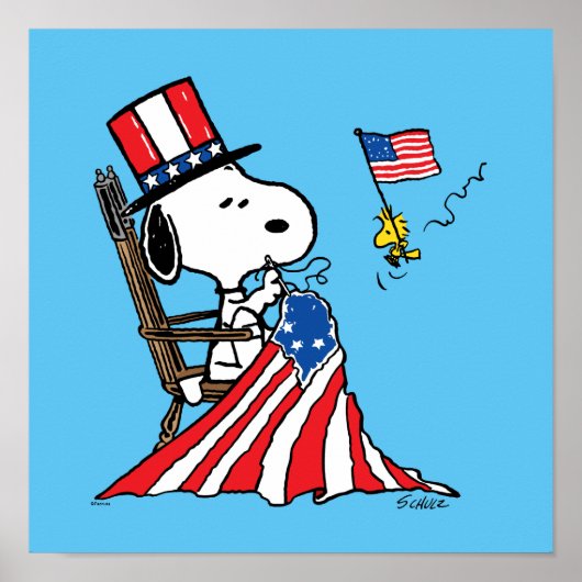 Poster Drapeau 4 juillet à coudre Snoopy (Devant)