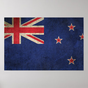 Poster Drapeau affligé par cru de la Nouvelle Zélande