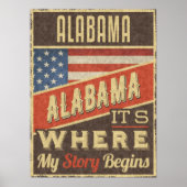 Poster Drapeau Alabama USA (Devant)
