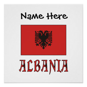 Poster Drapeau albanais Albanie Texte personnalisé