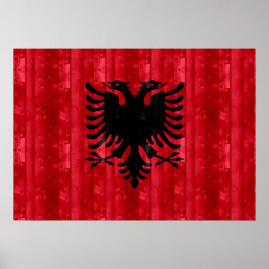 Poster Drapeau albanais en bois (Devant)