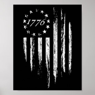 Poster Drapeau américain 1776 Betsy Ross 13 étoiles États