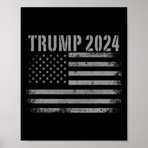Poster Drapeau américain 2024 en détresse Milita patrioti