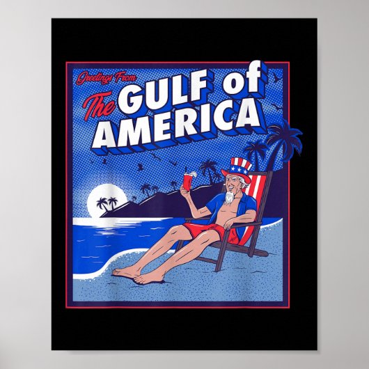 Poster Drapeau Américain 2025 Du Golfe Rétro D'Amérique E (Devant)