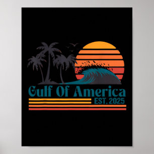 Poster Drapeau Américain 2025 Du Golfe Rétro D'Amérique E