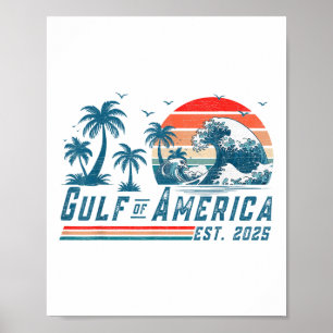 Poster Drapeau Américain 2025 Du Golfe Rétro D'Amérique E