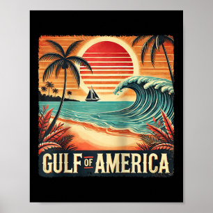 Poster Drapeau Américain 2025 Du Golfe Rétro D'Usa Amériq