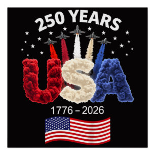 Poster Drapeau américain 250e anniversaire USA 250 ans