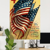 Poster Drapeau américain 4 juillet (Bureau à domicile)