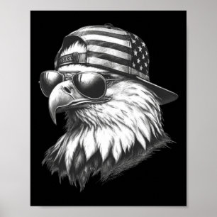 Poster Drapeau américain 4 juillet Aigle patriotique