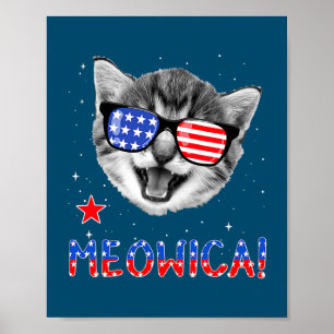 Poster Drapeau américain 4 juillet Meowica