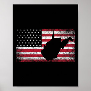 Poster Drapeau américain 4 juillet West Virginia Wv Vinta