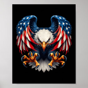 Poster Drapeau Américain Aigle Chauve Aigle Patriotique 4