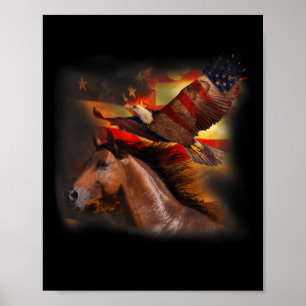 Poster Drapeau Américain Aigle Fier Patriotique 4e De J