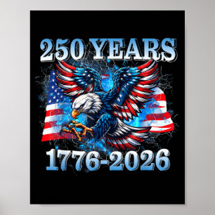 Poster Drapeau américain aigle garçons États-Unis 250 ans