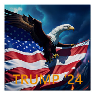 Poster Drapeau américain Aigle TRUMP 2024