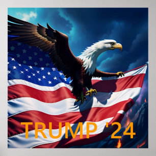 Poster Drapeau américain Aigle TRUMP 2024