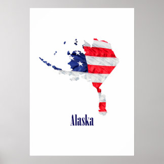 Poster Drapeau américain Alaska États-Unis