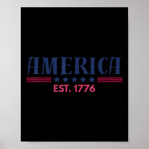 Poster Drapeau américain américain 4 juillet Établissemen