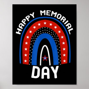 Poster Drapeau américain arc-en-ciel Joyeux Memorial Day