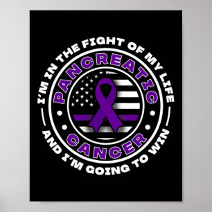 Poster Drapeau américain avec rubans violets pour cancer 