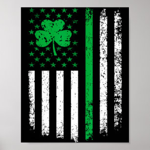 Poster Drapeau américain avec trèfles pour la saint patri