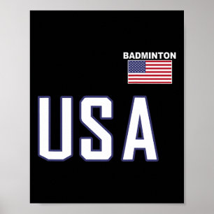 Poster Drapeau américain Badminton Équipe Joueur Cool Équ