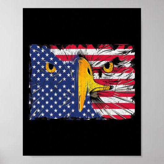 Poster Drapeau américain Bald Eagle 4 juillet (Devant)