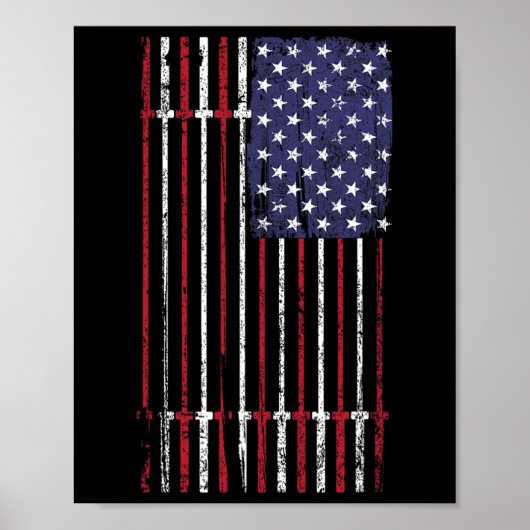 Poster Drapeau américain Barbell pour femmes hommes (Devant)