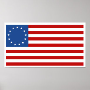 Poster Drapeau américain Betsy Ross