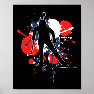 Poster Drapeau américain - Biathlon américain