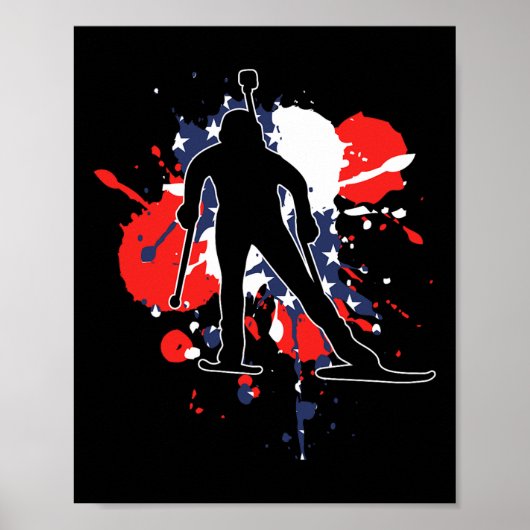 Poster Drapeau américain - Biathlon américain (Devant)
