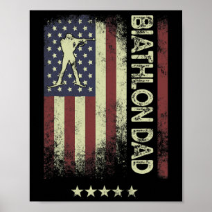 Poster Drapeau américain - Biathlon Papa
