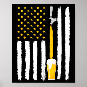 Poster Drapeau américain bière artisanale Usa 4 juillet B