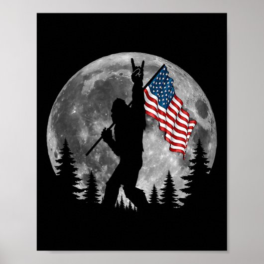 Poster Drapeau Américain Bigfoot Sasquatch Patriotique 4è (Devant)