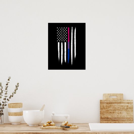 Poster Drapeau américain Bisexual Thin Line (Cuisine)