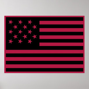 Poster Drapeau américain Black Star-Spangled Banner