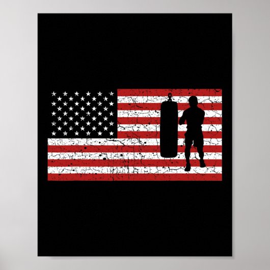 Poster Drapeau Américain Boxe Boxe Cadeau Hommes Femmes (Devant)